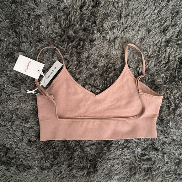 Aritzia Sunday Best Seamless Scoopneck Bra Top Size Large Clay - Picture 4 of 4